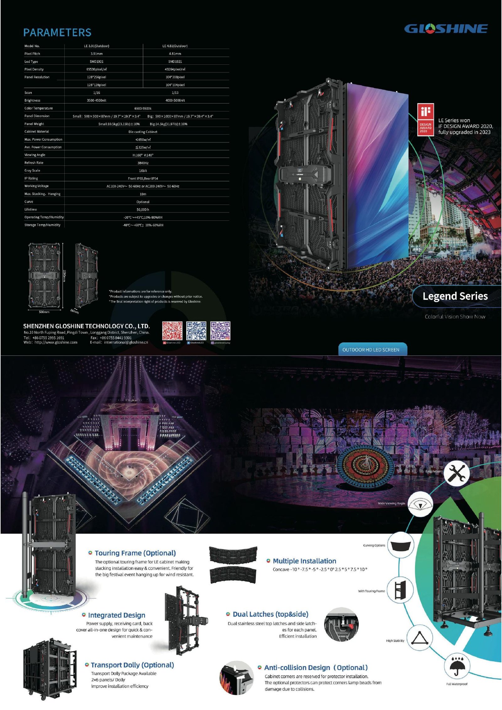 Gloshine LE Series Rental LED P2.97 500x1000